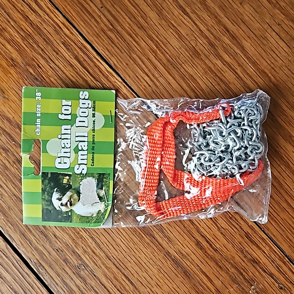 Leash, 38 in , chain, small animal,  approximately 3 feet, New, unopened.